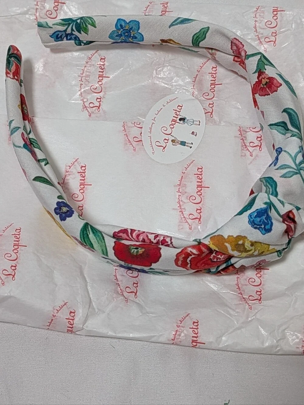 La Coqueta Kids Floral Knot Headband Multicolor White Girls